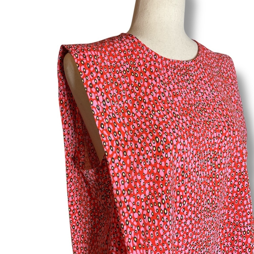 Ted Baker Meika Pink Multi Round Neck Structured Shoulder Sleeveless Blouse